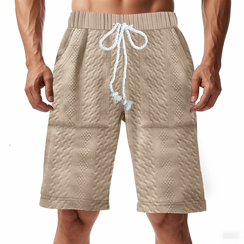 Herren Sweat-Shorts Shorts Bermudashorts Freizeitshorts Tasche Kordelzug Elastischer Bund Einfach Komfort Atmungsaktiv Knielang Lässig Täglich Fitnessstudio Sport Athleisure Schwarz Weiß Image