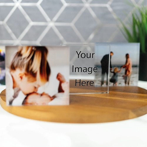 personalisierter Fotoblock Acryl benutzerdefinierter Glasfotoblock Acrylblock Fotokristall Hochzeitsgeschenk Geburtstag Vatertag Hochzeiten Image