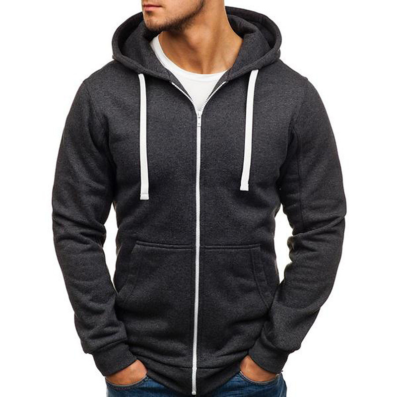 Men's Hoodie Jacket Full Zip Hoodie Solid Color Sport Athleisure Top Long Sleeve Soft Comfortable Breathable Everyday Use Casual Daily Outdoor Athleisure Activewear