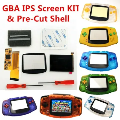 GBA V2 IPS Screen Backlight LCD Mod & GBA Pre-Cut Housing shell Case With Different Colors of