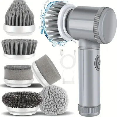 Electric Spin Scrubber Cordless Spin Scrubber with 6 Replaceable Brush Heads Electric Cleaning