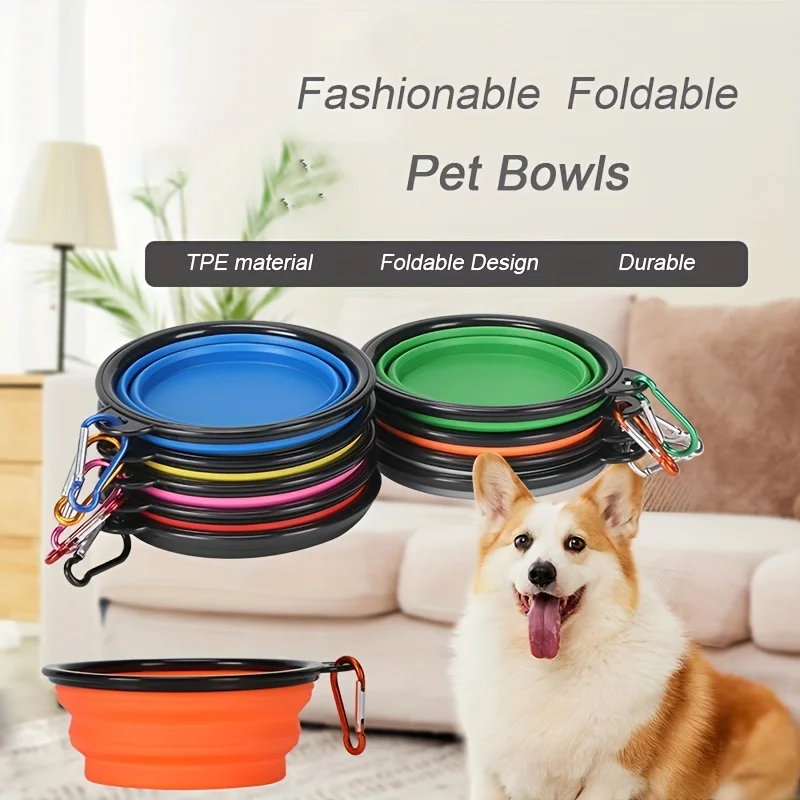 Bol d'eau pliant Portable, bol de nourriture pour animaux de compagnie Portable, bol de nourriture pour chat et chien TPR pliable et Durable, bol de voyage