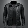 Giacca da uomo in pelle PU moto streetwear baseball bomber da esterno cappotto casual uomo autunno giacca a vento da moto capispalla maschile
