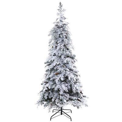 Nearly Natural 7Ft Flocked Montana Down Swept Spruce Artificial Christmas Tree
