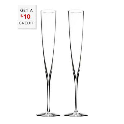 Waterford Set Of 2 Elegance Champagne Trumpet Flutes Glasses With $10 Credit