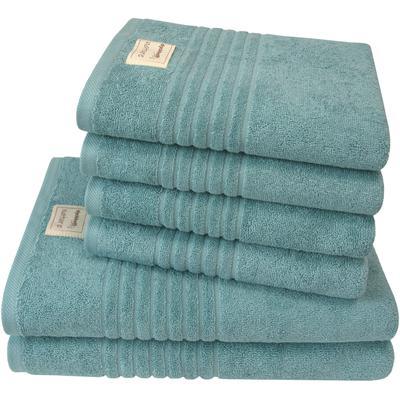 Handtuch Set DYCKHOFF "Nature", blau (ozean), 6 tlg., Frottier, Frottier, Obermaterial: 100% Baumwolle, Handtuch-Sets, 6er Set: 4x Handtücher, je 50 x 100 cm & 2x Badetuch 70 x 140 cm Image