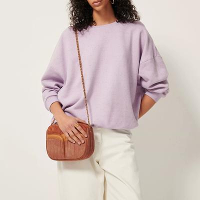 Divine Suede Zipped Bag in Leather with Chain Shoulder Strap