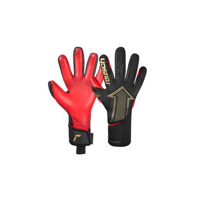 Torwarthandschuhe REUSCH "Fastgrip Gold X GluePrint", Damen, Gr. 10,5, schwarz (schwarz, rot), 6% Polyurethan, 2% Polyamid, 34% Polyester, 58% Elastodien, mehrfarbig, sportlich, Handschuhe, mit Hybrid Negative Cut