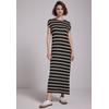 Midikleid STREET ONE STUDIO, Damen, Gr. 34, EURO-Größen, schwarz, Stoff, 94% Viskose, 6% Elasthan, gestreift, casual, gerade wadenlang, Rundhals, ohne Ärmel Bündchen, Kleider, mit Rundhalsausschnitt