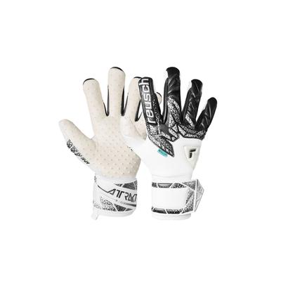 Torwarthandschuhe REUSCH "Attrakt SpeedBump", Damen, Gr. 10,5, bunt (silberfarben, weiß), 5% Polyamid, 28% Polyester, 61% Elastodien, 6% Polyurethan, mehrfarbig, sportlich, Handschuhe, mit Evolution Negative Cut
