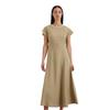 Midikleid MARC O'POLO "aus LENZING™ ECOVERO™", Damen, Gr. 40, Normalgrößen, beige (summer sand), Obermaterial: 83% Viskose, 17% Polyamid; Futter: 100% Nicht verfügbar, unifarben, casual, regular fit wadenlang, Kurzarm, Kleider