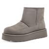 Winterboots TAMARIS, Damen, Gr. 42, grau, Leder, unifarben, casual, Schuhe, Plateau, Kurz-Stiefelette, Ankleboots mit Innenreißverschluss