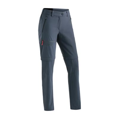 Outdoorhose MAIER SPORTS "Nata Zip Loop", Damen, Gr. 23, Kurzgrößen, blau (graublau), 55% Polyester, 45% Polyester (recycelt), Hosen, Damen Wanderhose, Zip-Off Funktionshose, 3 Taschen, Regular Fit Image