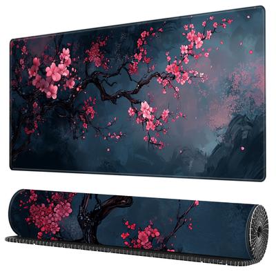 TEMU Large Cherry Gaming Mouse Pad, Washable Rubber Extended Desk Mat With Non-slip Base, Home Office Decor, 31.5x11.8 Inches/15.7x35.4 Inches, Mouse Pads For Desk Image