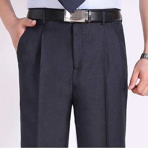 Homme pantalon de costume Pantalon Pantalons décontractés Pantalon plissé Poche Plein Confort Respirable Mariage Entreprise Casual Rétro Vintage Classique Jaune Vert Claire Taille haute Elastique