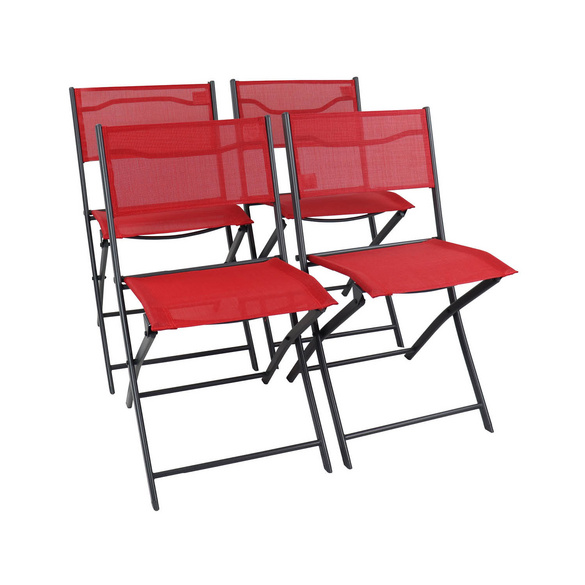 VCM 4er Gartenstuhl ""Sumila"" Rot