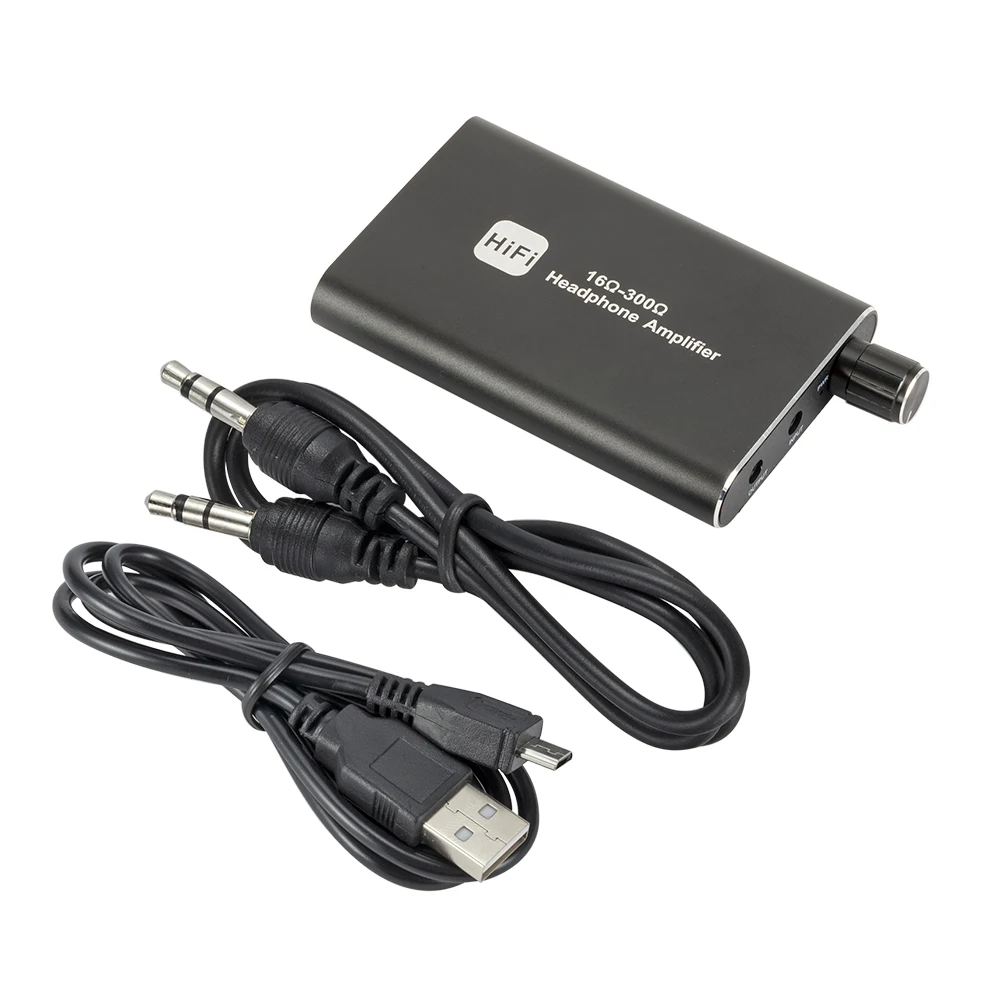 HiFi Rechargeable Headphone Amplifier Portable AMP 3.5mm AUX Audio Cable Audio Two-stage gain switch For 16-300 Ohm Headphone