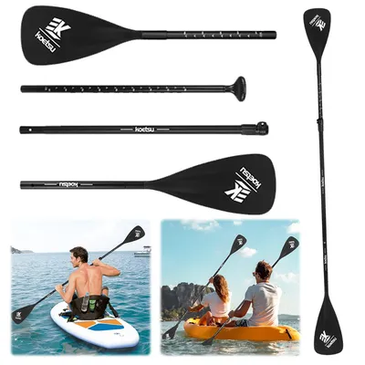 3-Piece Stand Up Paddleboard Paddles Adjustable Length SUP Surfpaddle Aluminum Alloy Single Head Paddle for Outdoor Water Sports