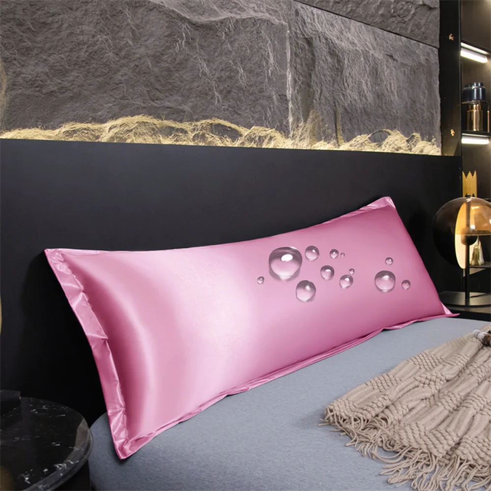 Wasserdichter Körper-Kissenbezug aus Satin mit Umschlagverschluss, lange Kissenbezüge, weicher und atmungsaktiver Körperkissenbezug, Geschenk für Schläfer Image