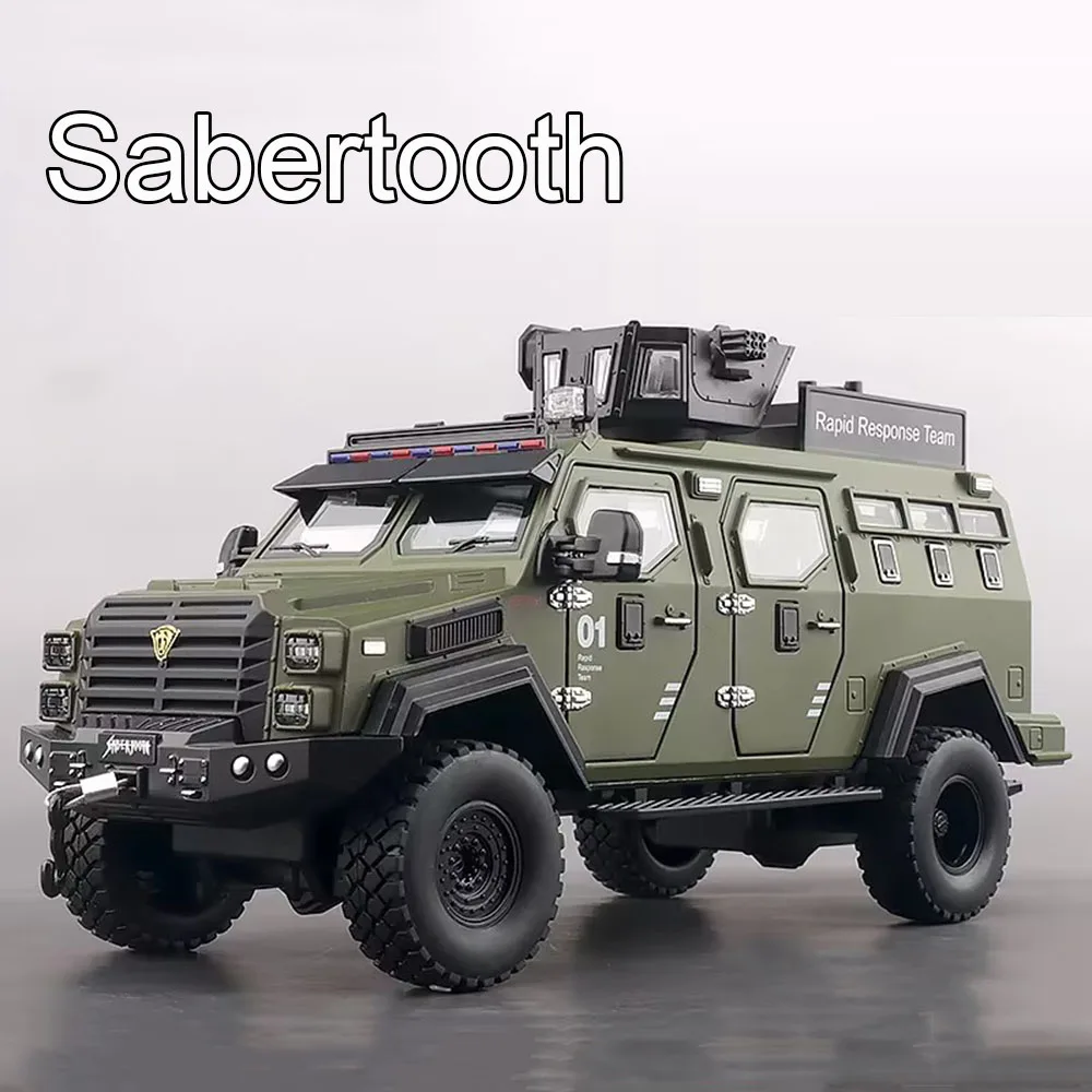 1:24 Sabertooth-Modelle, Spielzeug, gepanzerte Autos, Legierung, Druckguss, mit Licht-Sound, Fahrzeug, 6 Türen, geöffnet, Auto, Spielzeug, Kinder, Kindertagsgeschenke Image