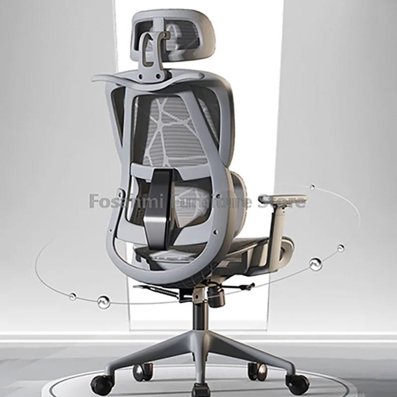 Atmungsaktiver Mesh-Computer-Bürostuhl mit Armlehne und Lordosenstütze, verstellbarer ergonomischer Schreibtischstuhl, Heim-Gaming-Kopfstützenstuhl Image