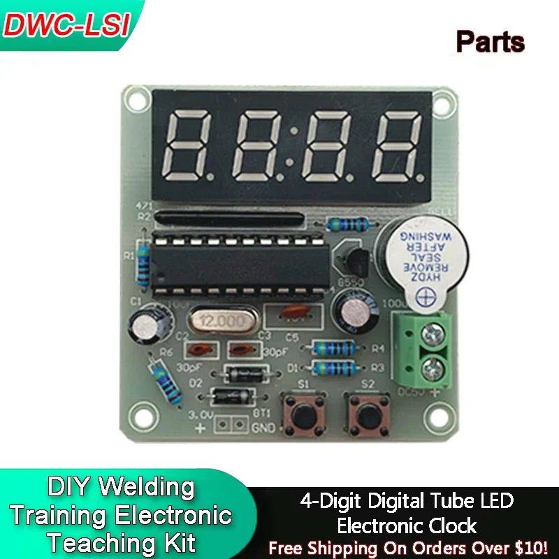 DIY 4-stellige digitale Röhre LED elektronische Uhr DIY Schweißset Mikrocontroller Schweißtraining elektronische Lehre Image