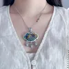 Neu in klassischen Silber Karpfen Fisch Lotus Quaste Halskette für Frauen ethnischen Stil blauen Lotus doppelseitigen Anhänger Schmuck Geschenk