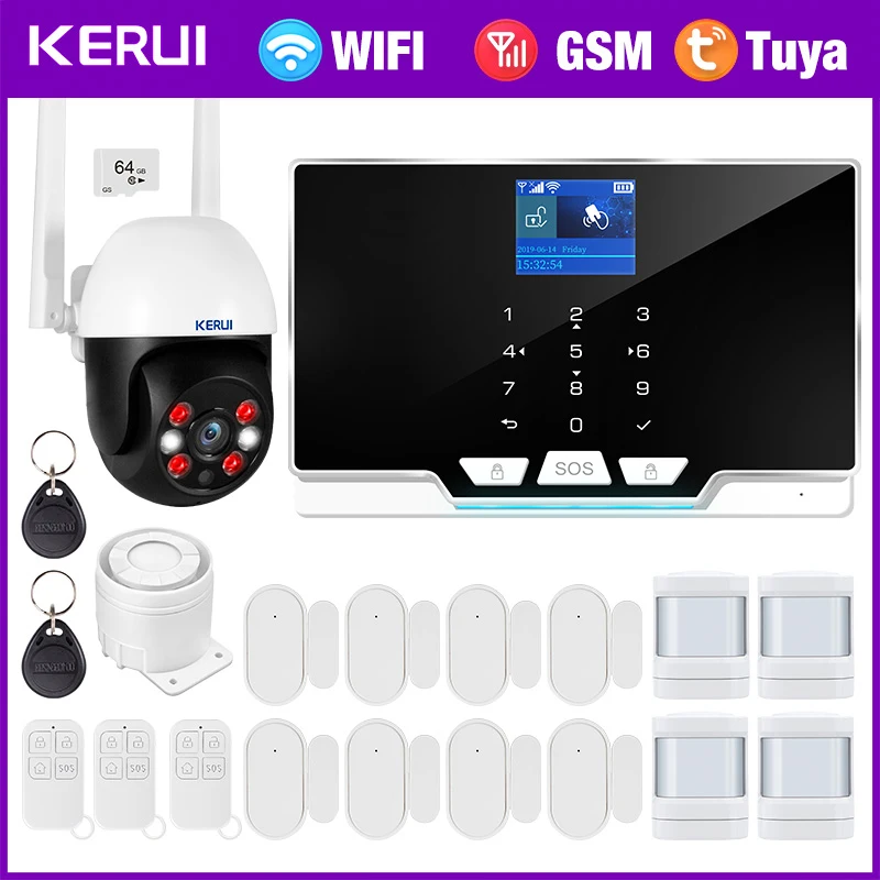 KERUI G20 Tuya Wifi GSM Alarm System KIT mit Bewegungsmelder Türsensor IP-Kamera Wireless Smart Home Security für Haus Image