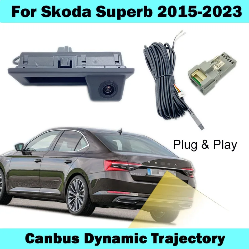 HICAMRUI Rückfahrkamera für Skoda Superb Combi Limousine 2015–2023. Dynamic Trajectory-Kamera. Plug-and-Play ohne Codierung Image