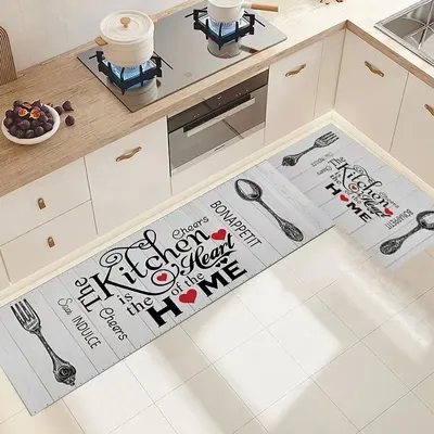 VIKAMA Washable Crystal Velvet Floor Mat Comfortable Soft Standing Mat Kitchen Theme Floor Mat