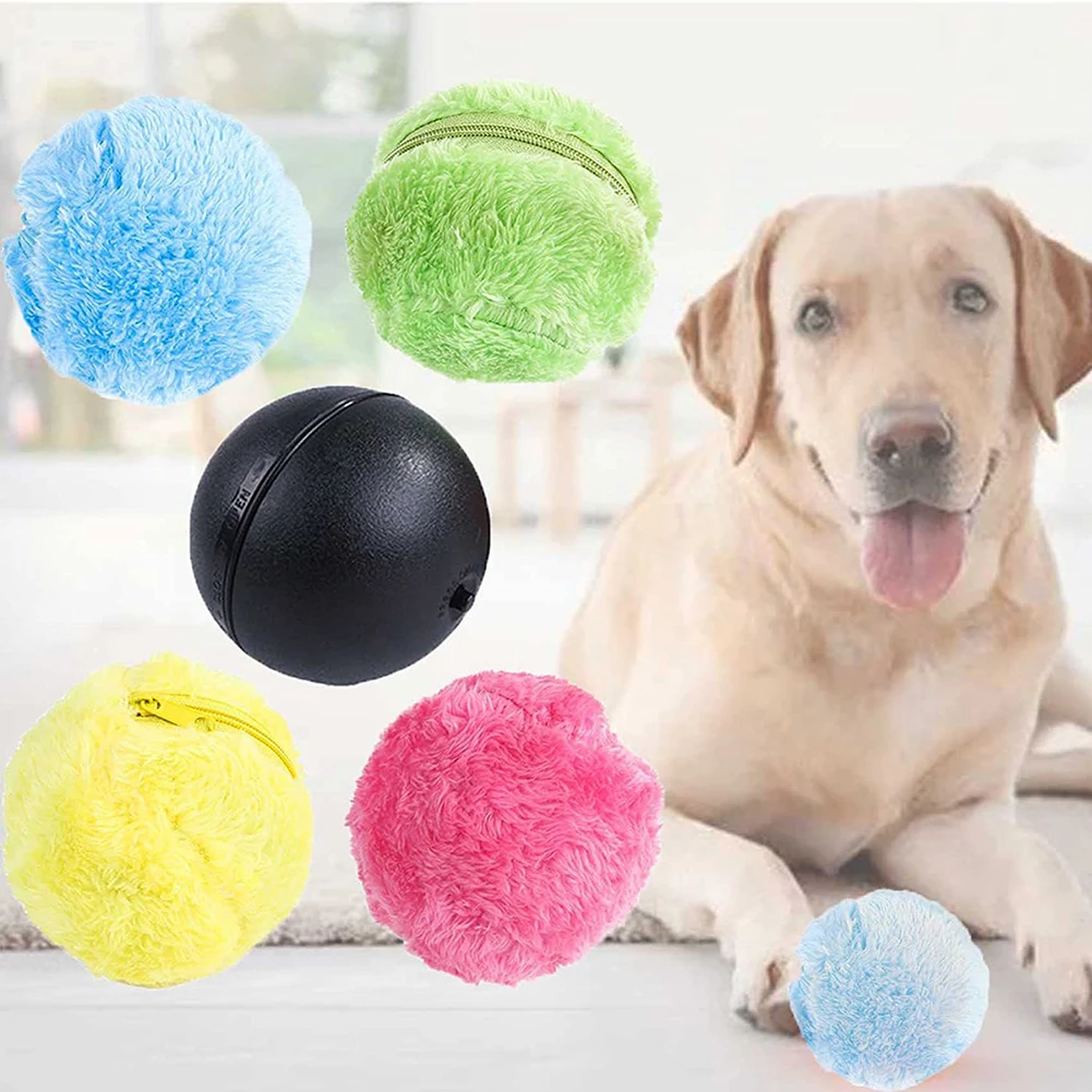 Elektrisches Haustierballspielzeug mit Plüschbezug, aktiver rollender Ball, interaktiver, unterhaltsamer Haustierball zur Energiefreisetzung für Welpen, Katzen und Hunde Image