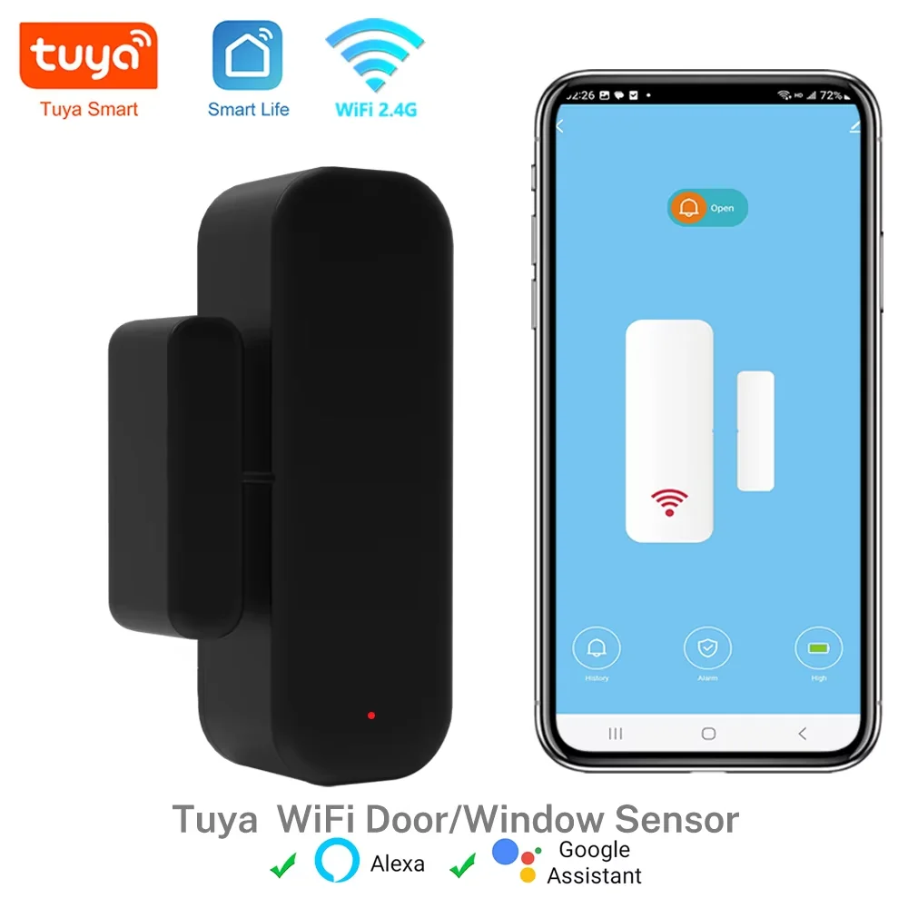 Tuya WiFi Smart Leben APP Fernbedienung für Alexa Google Home Tür Sensor Fenster Sensor Smart Home Drahtlose Tür Detektor Image