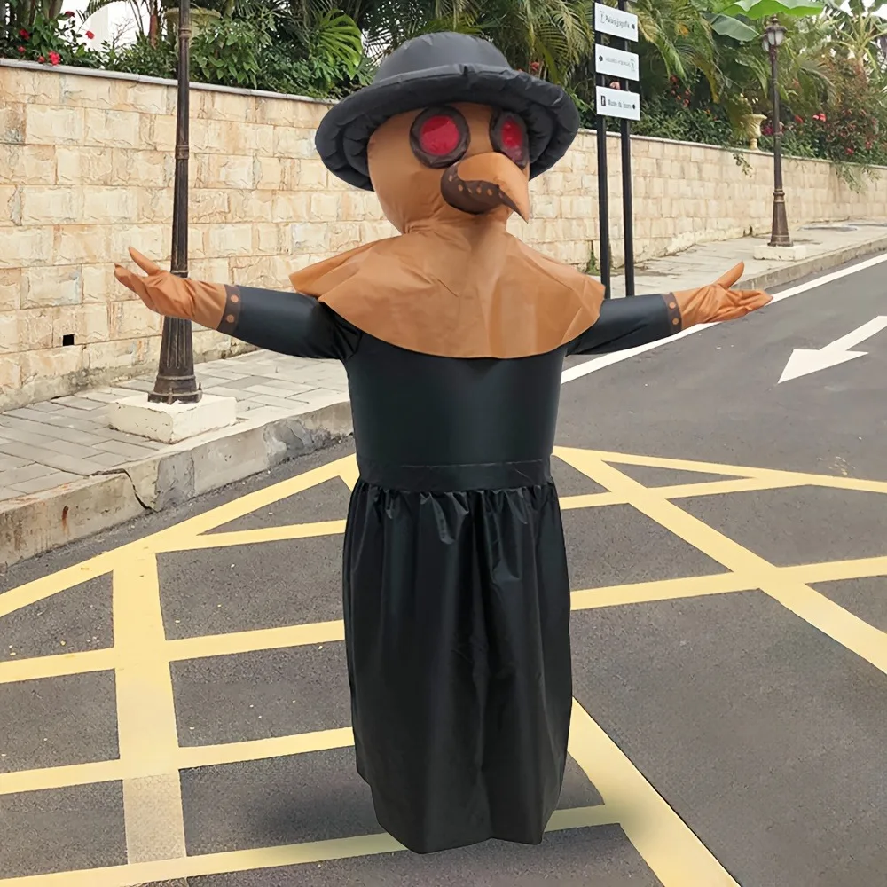 Lustiges aufblasbares Pestdoktor-Kostüm mit Vogelschnabelmaske – perfekt für Halloween, Weihnachten und Partys Image