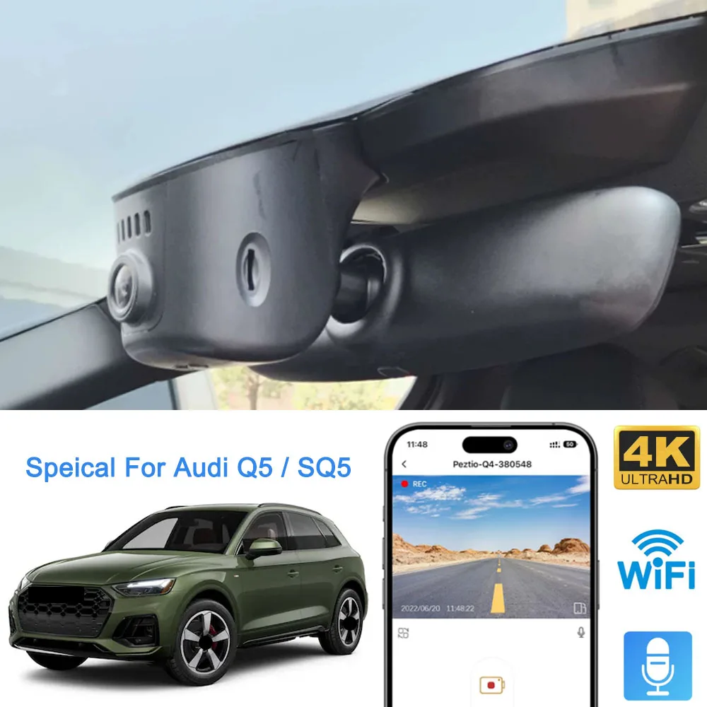 Mrec Dash Kamera 4K Vorne Hinten Auto Wifi Dual Dashcam Plug Play Auto Dash Cam für Audi Q5 SQ5 SQ 5 8R FY Sportback 2013 bis 2024