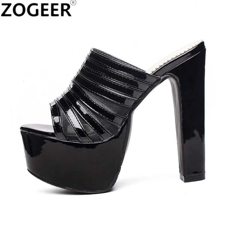 Sexy Hausschuhe für Damen, Plattform, Schwarz, Weiß, extrem High Heels, Slides, Luxus-Sommer-Maultiere, Schuhe, Damen-Flip-Flops, große Größe 48