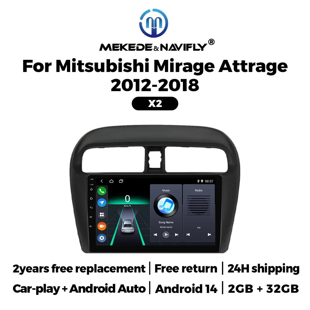 MEKEDE Auto Intelligente Radio Carplay Für Mitsubishi Mirage Attrage 2012-2019 Space Star 2014 Auto Stereo DVD Multimedia Player Image