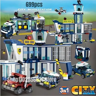 699 stücke Polizei Station Bausteine Autos Fangen Criminals Ziegel Modell Spielzeug für Kinder Geschenke Image