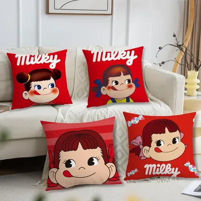 Niedlicher Fujiya Peko Chan Kissenbezug für Wohnzimmer, Kopfteil, Büro, Kissen, Schlafzimmer, Kissen, Sofa, Nickerchen, Zeit, Kissenbezug Image