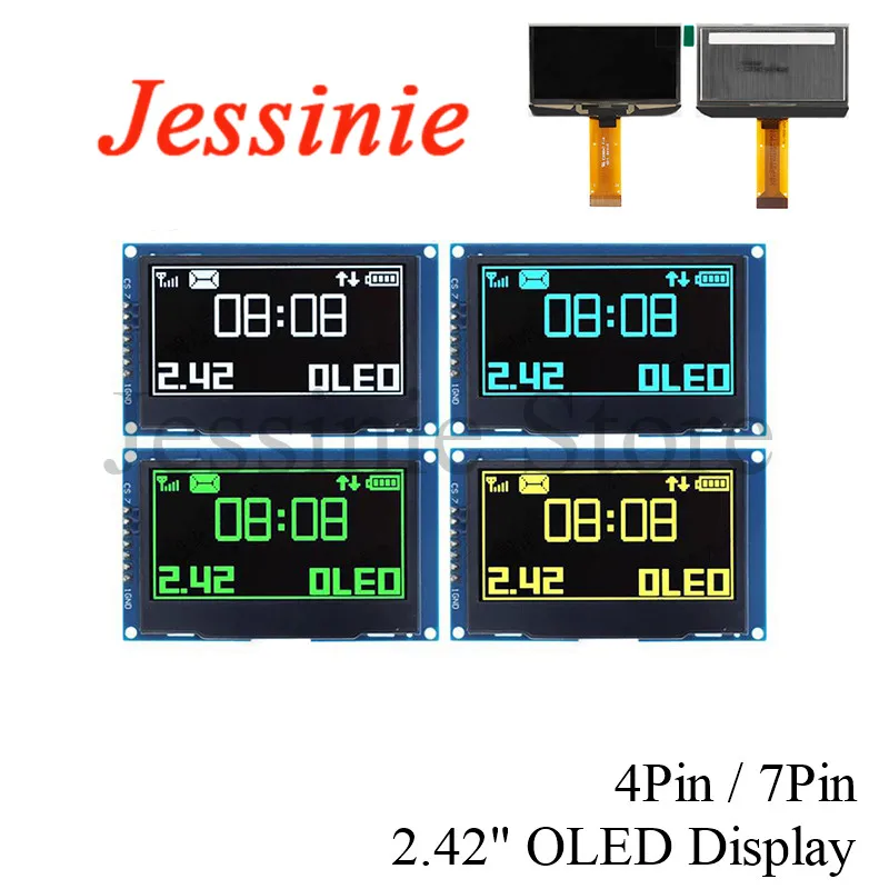 2,42 Zoll OLED LCD Bildschirmmodul 2,42" SSD1309 128*64 128x64 4-Pin 7-Pin SPI/IIC Image