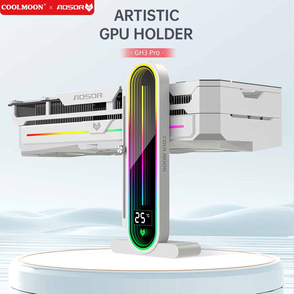 Grafikkarte Halterung 5V 3Pin ARGB Mit LED Smart Temperatur Display Bildschirm VGA Halter Grafik Video Stand GPU Unterstützung halterung Image