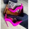 Gullick Hot Pink Satin Stoff hoch geschnittene Hochzeits schuhe 12cm Stöckels chuhe flache Kleid Pumps Größe 45 Drops hip Slip-On spitzen Zeh