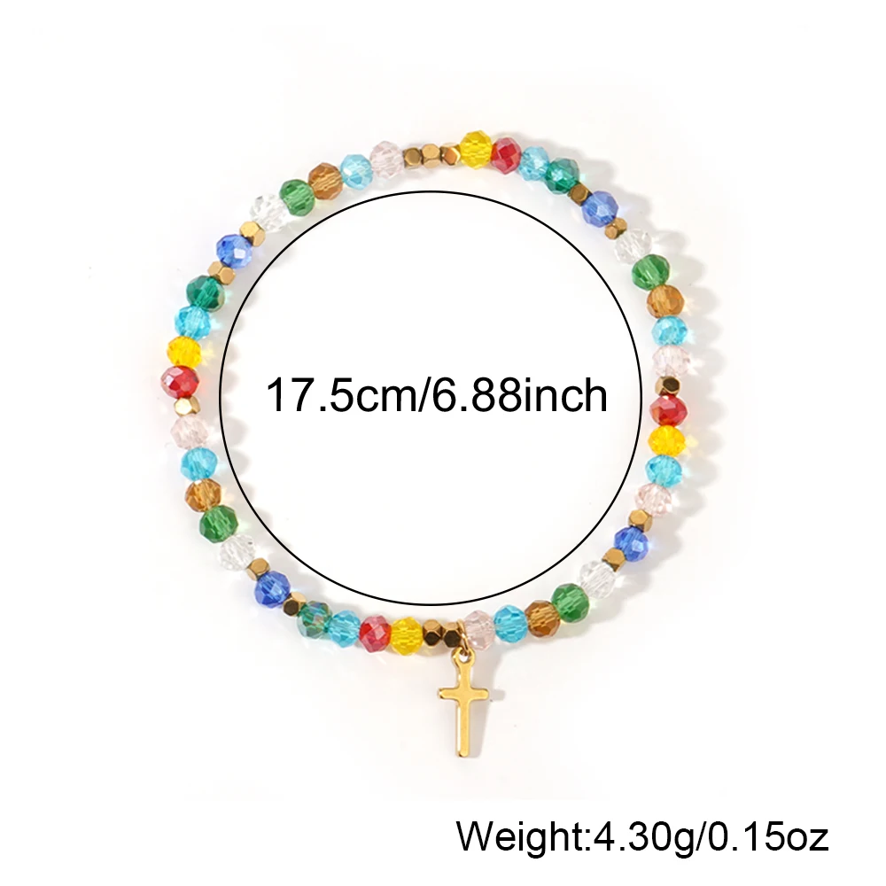 1pc Damenmode Armband böhmischen Stil bunte gemischte Farbe Kristall Kreuz Anhänger Armband Ostern Karte tägliche Geschenk geben Image