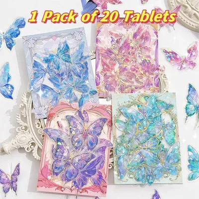 3d Schmetterlings aufkleber setzen Eiskristalle holo graphisch glänzende transparente Abziehbilder Sammelalbum aufkleber wasserdichte Harz aufkleber Image