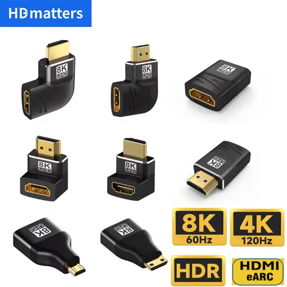8K HDMI 2.1 Kabeladapter 4K 120Hz HDMI 2.1 Kabelkoppler 8K HDMI 2.1 Port Saver HDMI 2.1 Verlängerungskabeladapter HDR HDCP Earc Image