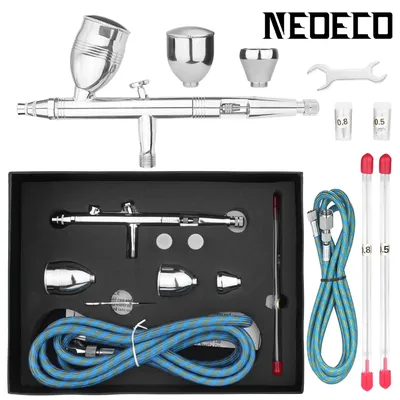NEOECO NCT-183K Airbrush 2cc/5cc/13cc Detachable Fluid Cups with Hose, 0.3, 0.5, 0.8mm Compression