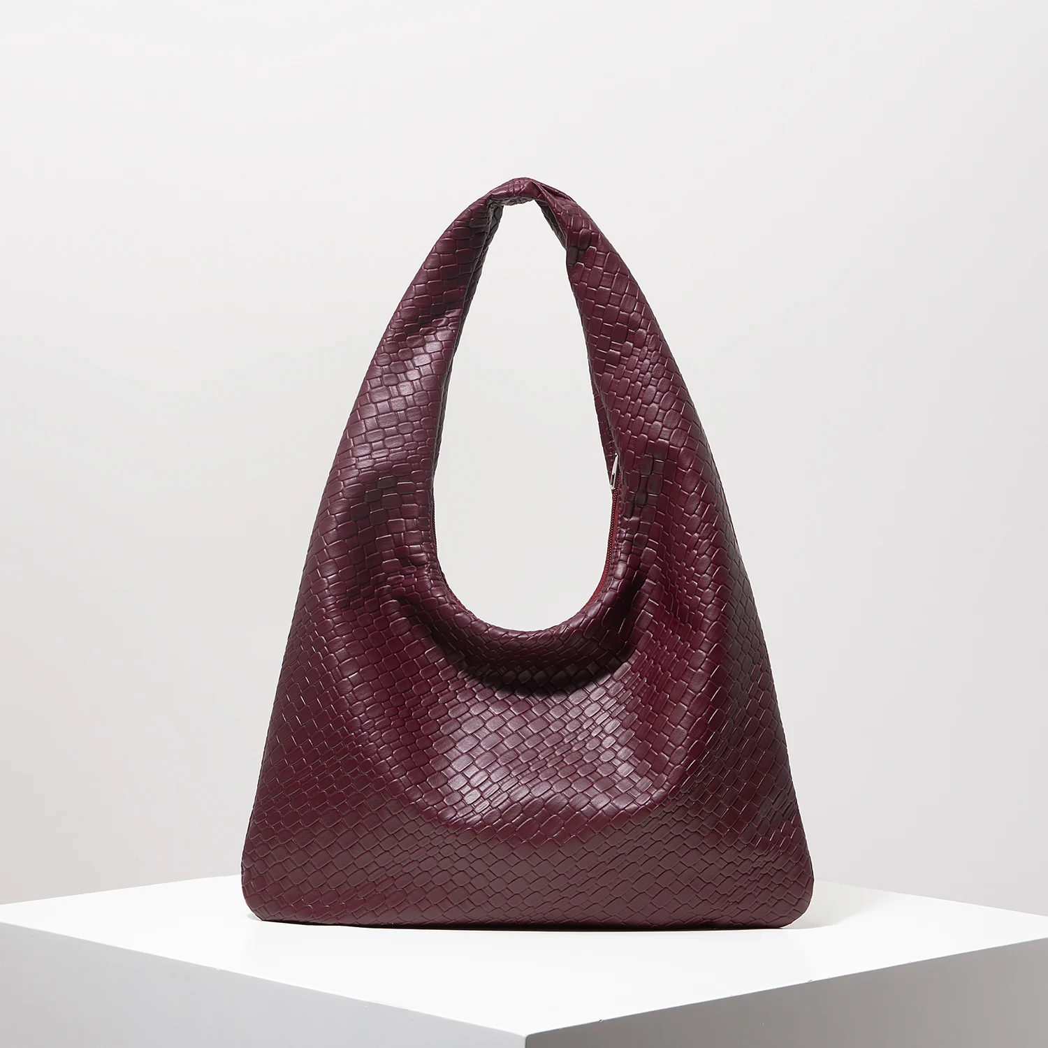Borsa a tracolla vintage in finta pelle intrecciata, borsa da donna, borsa tote di grande capacità, borsa a mezzaluna, borsa sotto le ascelle con cerniera, borsa per pendolari quotidiana (modello
