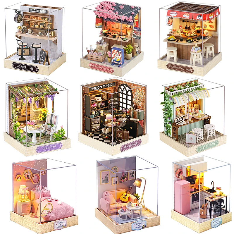Nouvelles maisons de poupée miniatures, Kit de petite maison à monter soi-même, jouets de salle de fabrication, décorations de chambre à coucher avec meubles, maisons de poupée artisanales en bois