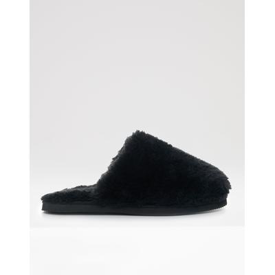 Threadbare Women's Black Faux Fur Mule Slippers