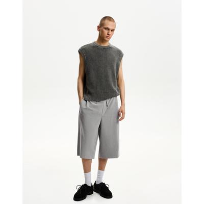 Bershka Baggy Tailored Jogger Bermuda Shorts Men L Grey