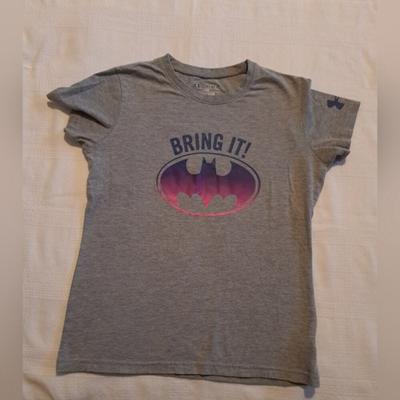 Under Armour Shirts & Tops | Under Armour Girls Xs Gray Batman Short Sleeve Shirt Vguc | Color: Blue/Gray | Size: Xsg